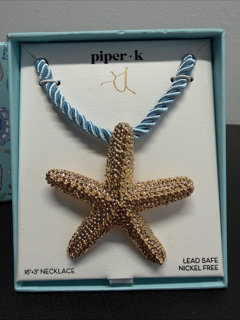 Piper K | Sky Blue Corded Star Fish Pendant Necklace